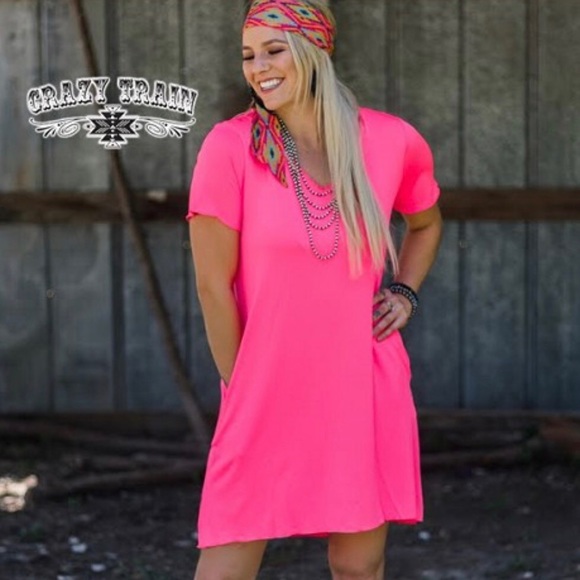 Dresses & Skirts - 🌞Summer CLEARANCE🌞Crazy Train Neon Pink Shift